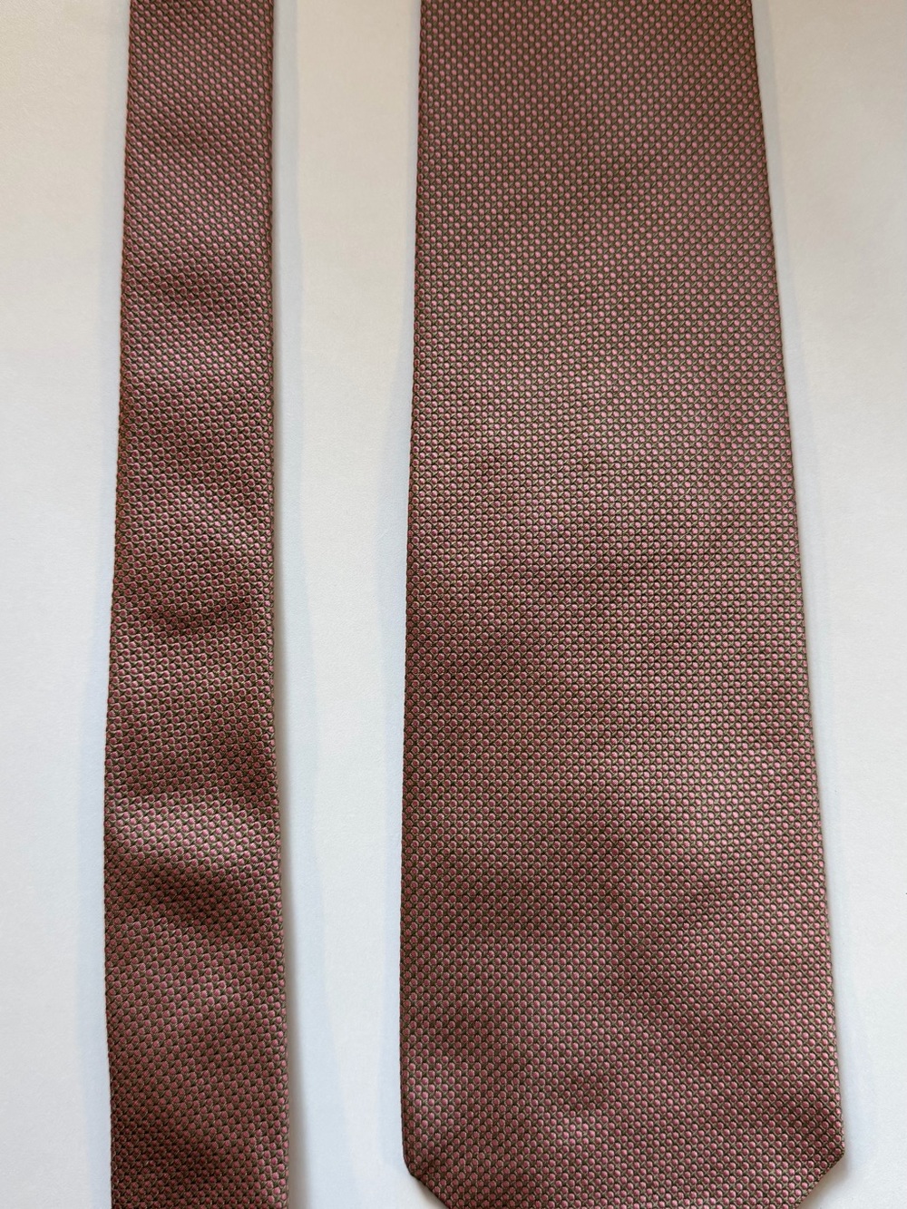 Vintage Robert Charles Hill Silk Tie Olive Green Pink Micro Dot Geometric